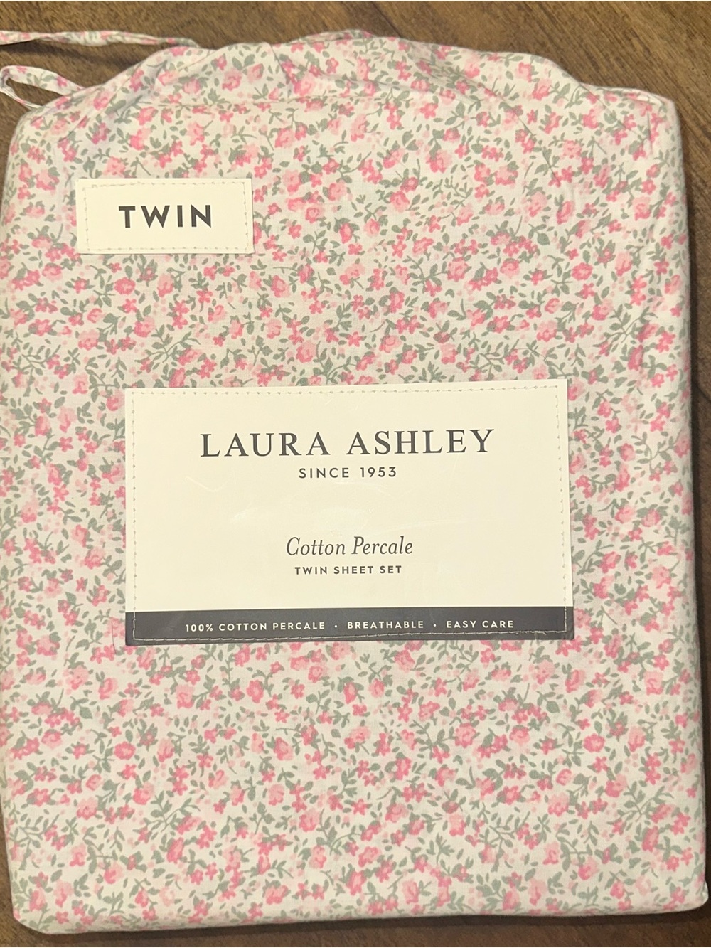NEW Laura Ashley Emogene Twin Sheet Set 100% cotton percale